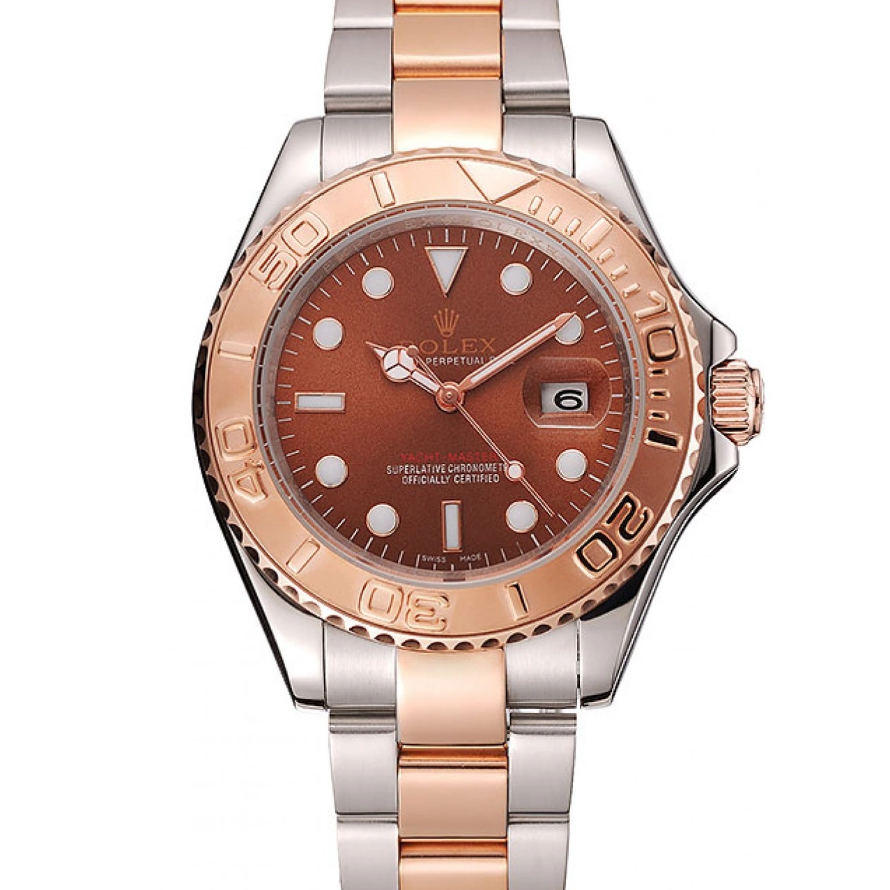 Bracelet Master Two Tone Rose Gold Steel Rolex Dial 1453864 Yacht Stainless 0716